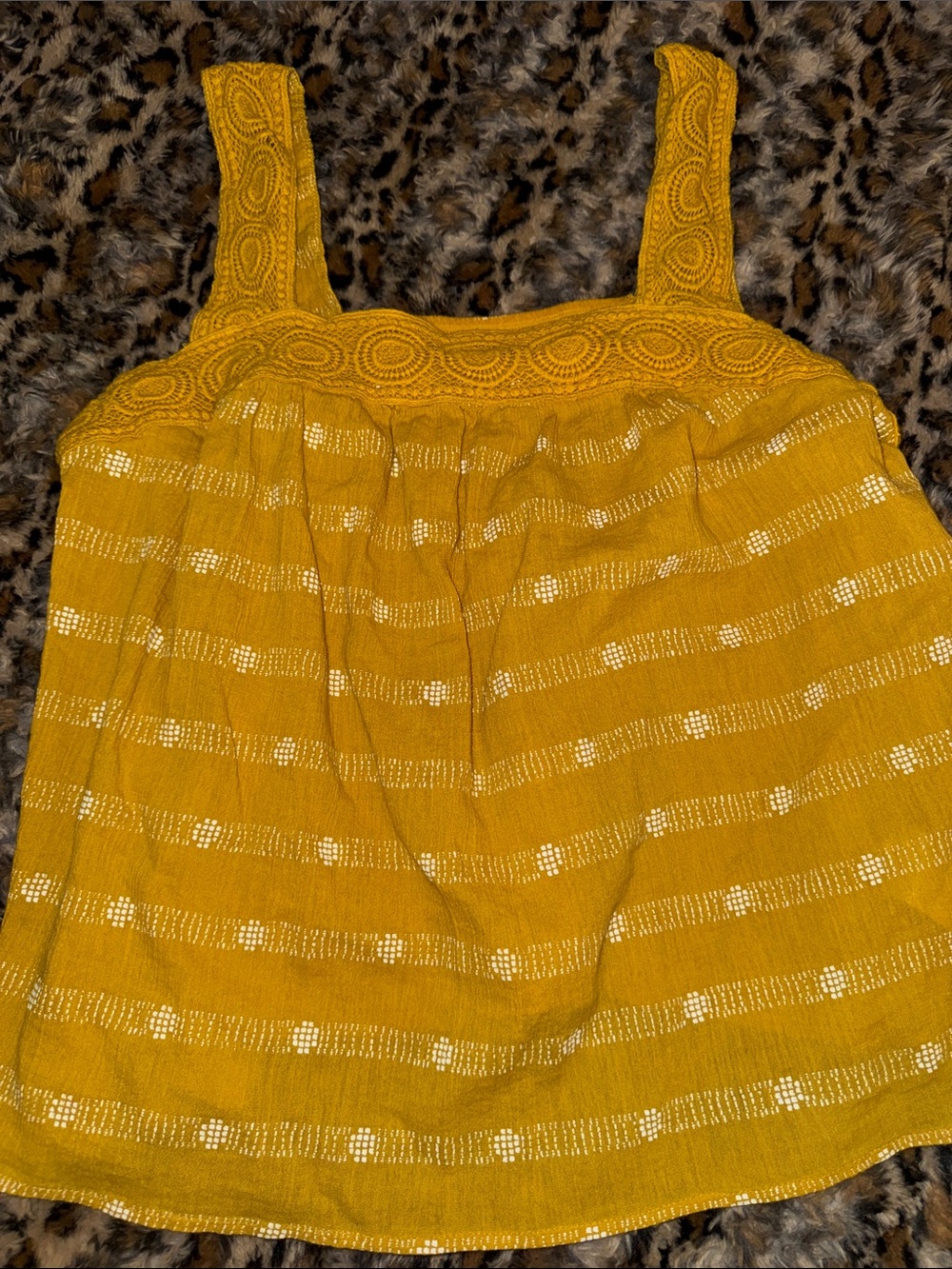 Old Navy Mustard Yellow Metallic-Strip Tank Top